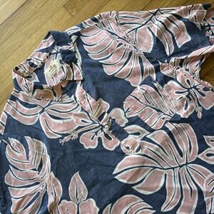 Marine Layer Pullover Womens L Hawaiian Pink Blue Buttons Tropical Resort Vaca